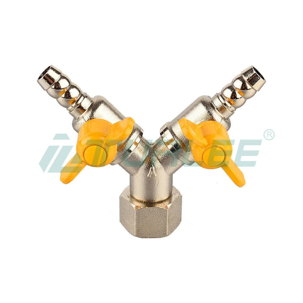 4-Point Y-type Inner Wire Two Plug Union Gas Valve [Nickel Plating]
