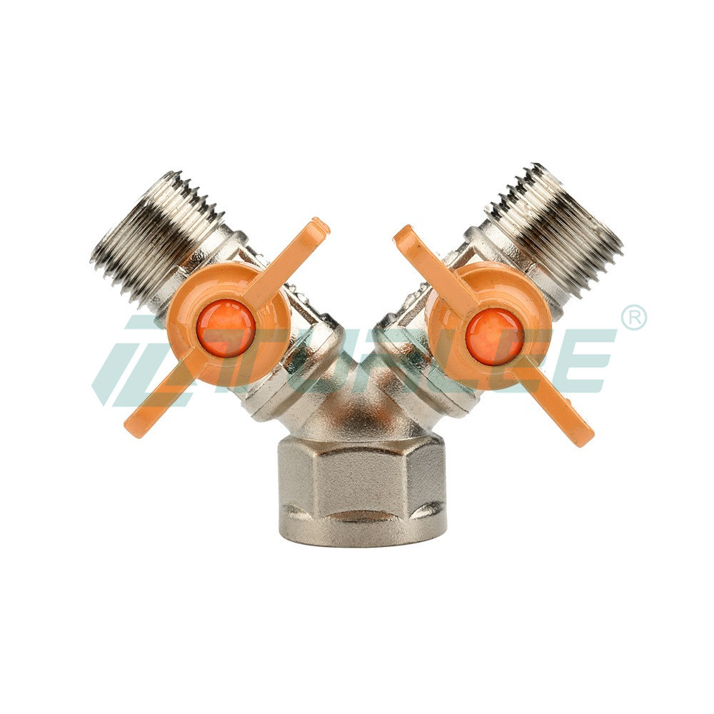 4-Point Y-type One Inner and Two Outer Gas Valve [Nickel Plating]