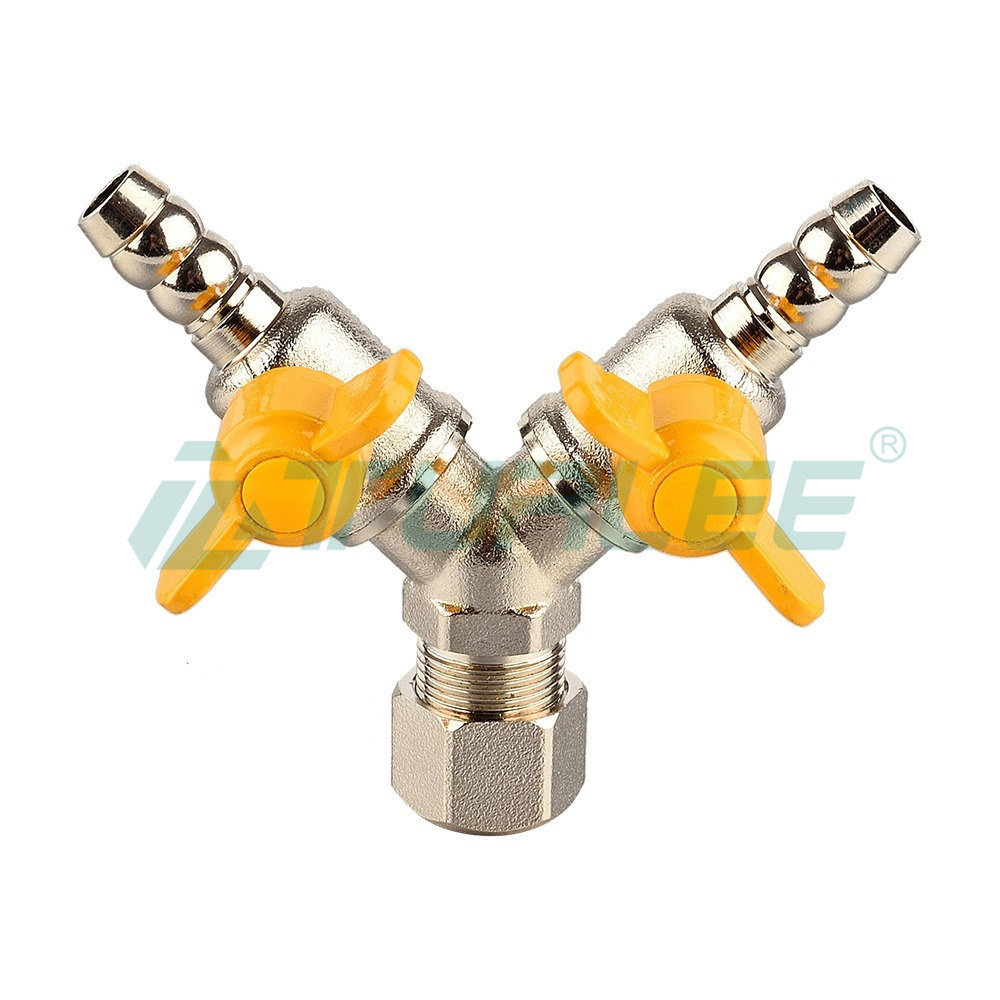 Y-type Pagoda Two Plug Gas Valve [Nickel Plating]