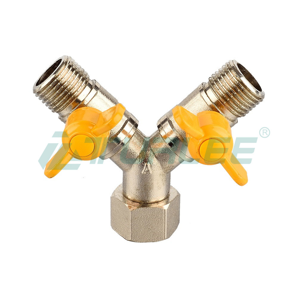 4-Point Y-type One Inner and Two Outer Union Gas Valve [Nickel Plating]